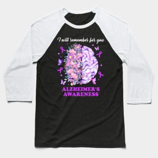 I Will Remember For You Brain Alzheimer's Awareness Baseball T-Shirt